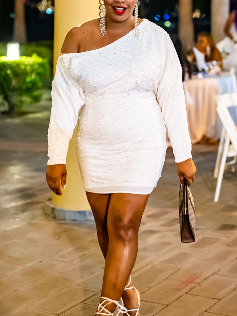 Women’s White Off-Shoulder Sequin Mini Dress size 12